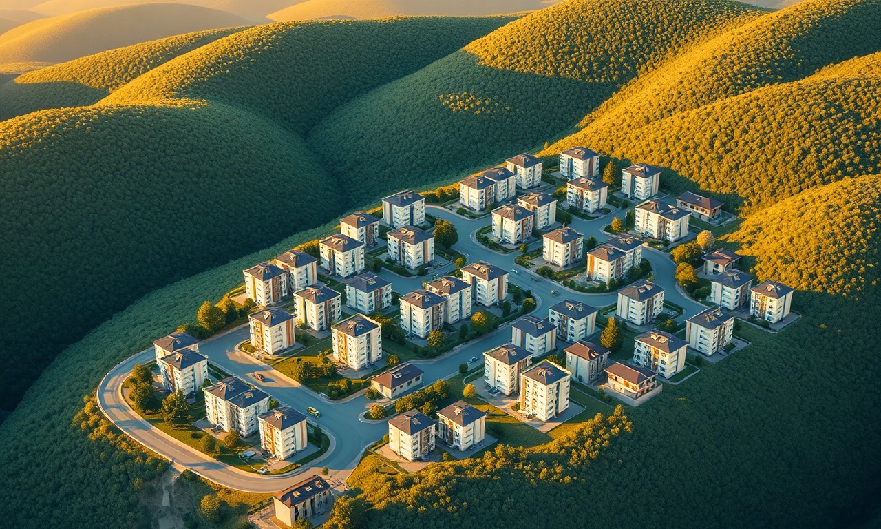 Golpazari, Bilecik'te apartman ve site yapılarının izometrik görünümü