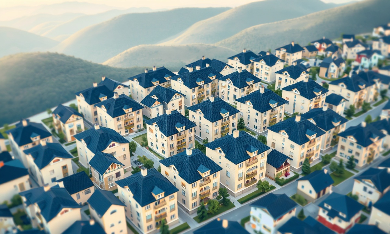 Inhisar Bilecik konut silueti — apartman ve site binaları izometrik görsel