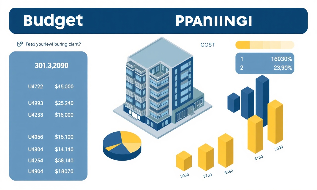 Apartman gider kalemleri ve aidat bütçesi planlamasını sembolize eden lacivert ve altın tonlarında izometrik grafik illüstrasyonu