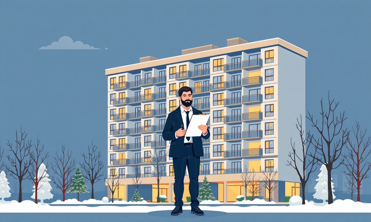 Bingöl Merkez'de yeni site yöneticisi, kış mevsiminde apartman önünde devir-teslim evrakları inceliyor