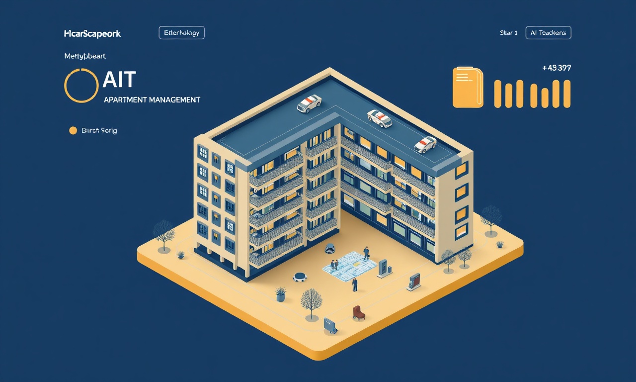 SiteYönetim yapay zeka destekli apartman yönetim paneli izometrik illüstrasyon