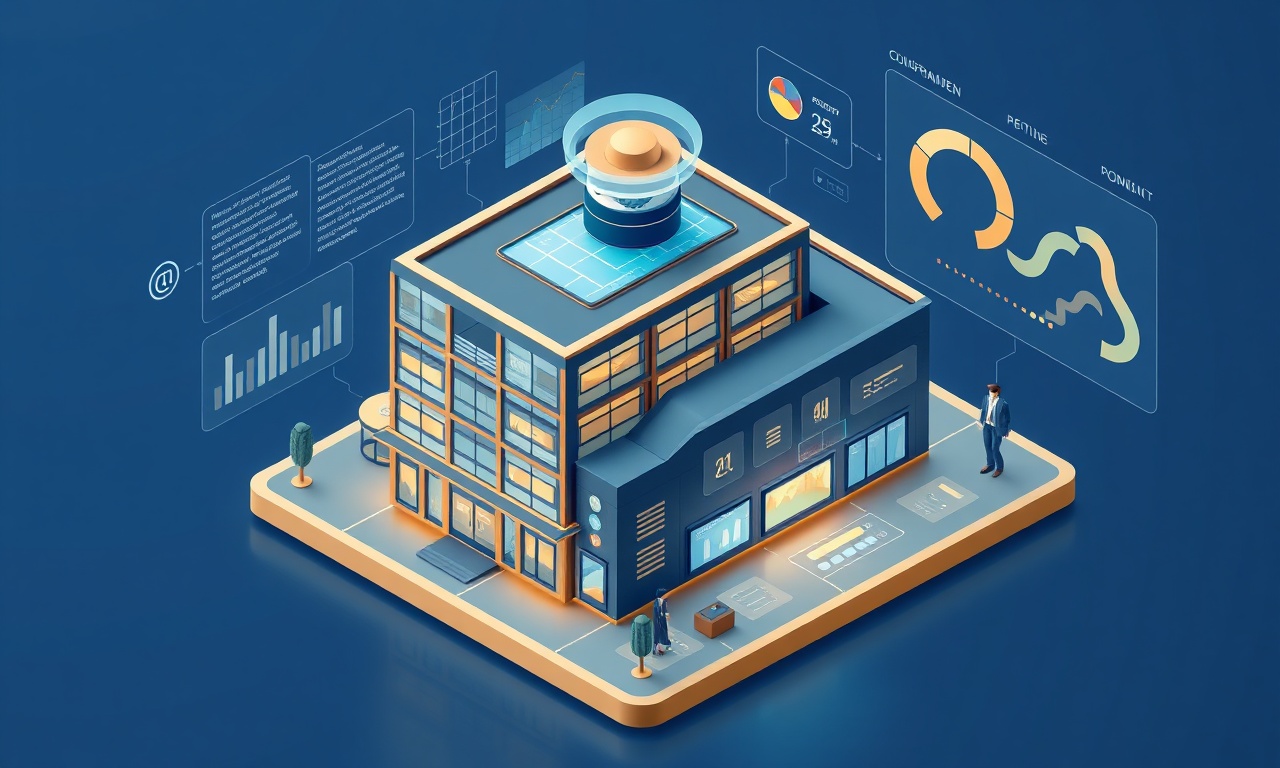 AI destekli akıllı bina yönetim platformu izometrik illüstrasyon