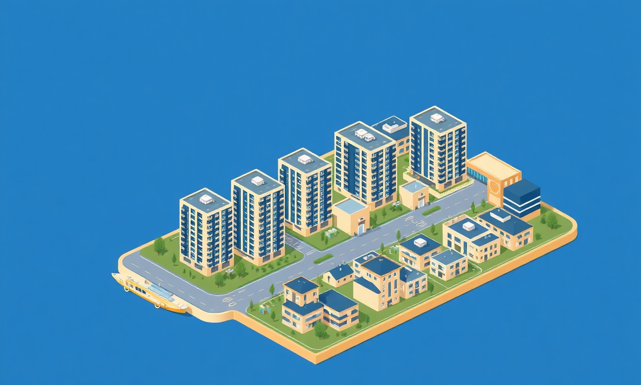 Çanakkale Merkez ilçesinde çok katlı apartman ve site yapıları — izometrik illüstrasyon