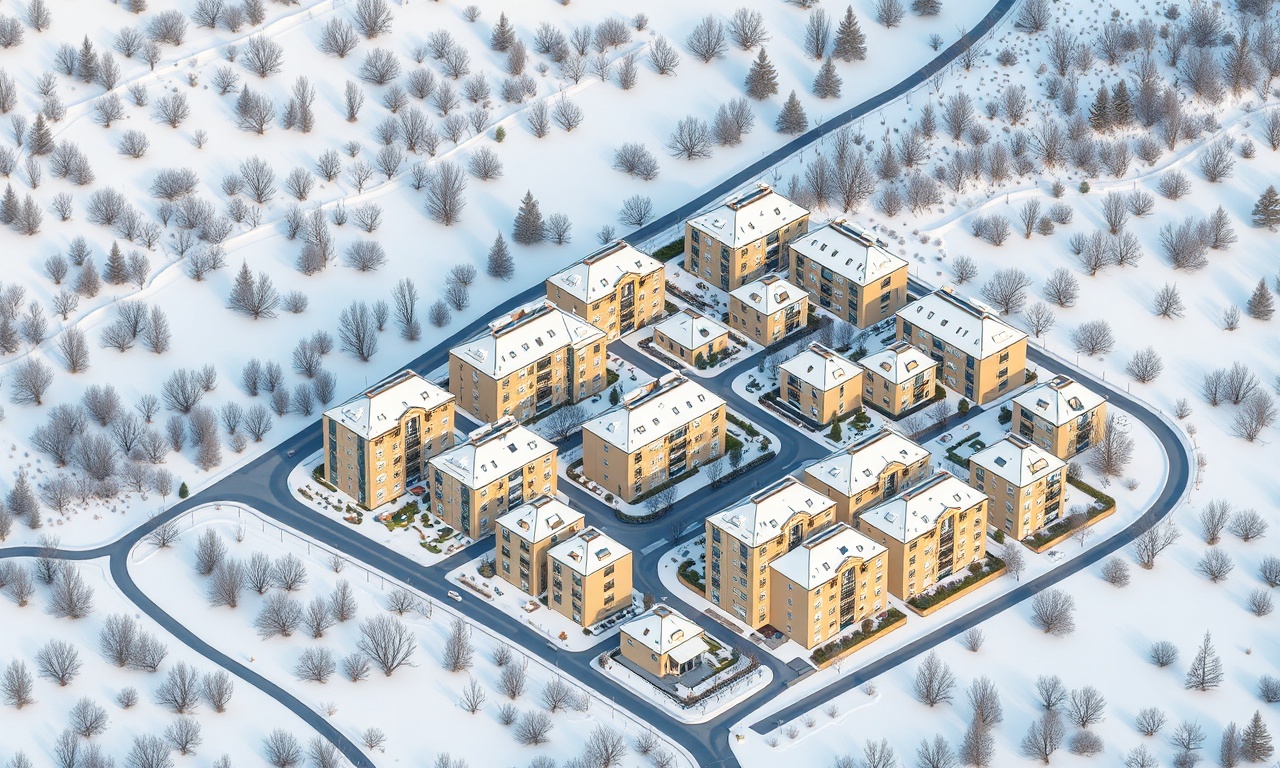 Atkaracalar, Çankırı ilçesinde kış manzarasında apartman ve site binaları — site yönetimi rehberi