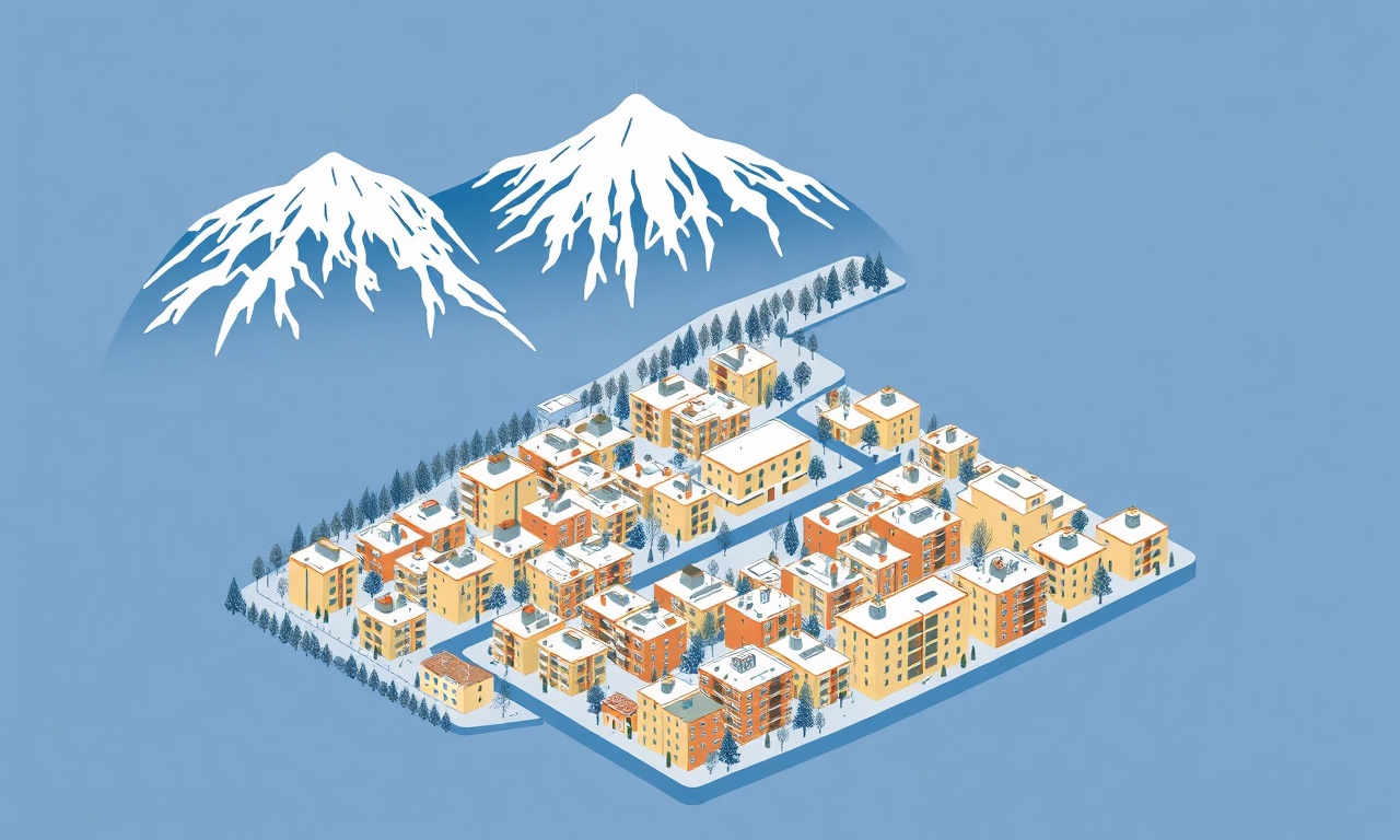 Ilgaz ve İç Anadolu konut silueti, lacivert altın renk paleti, izometrik illüstrasyon