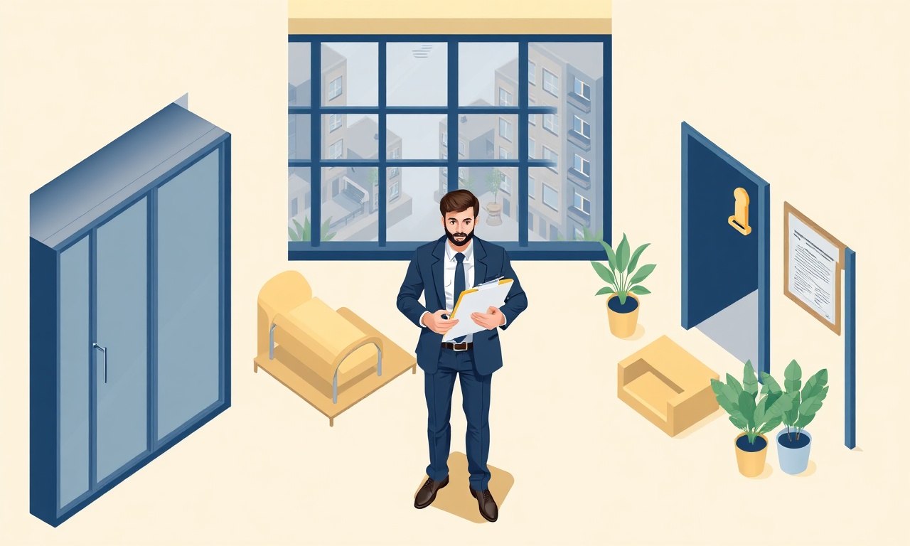 Orta ilçesinde yeni atanan site yöneticisi — apartman lobisi illüstrasyonu