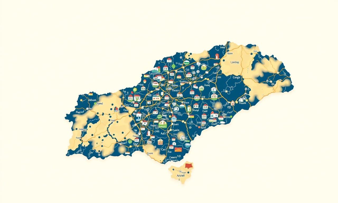 Çankırı ilçeleri Orta ve çevre yerleşimler site yönetimi harita illüstrasyonu