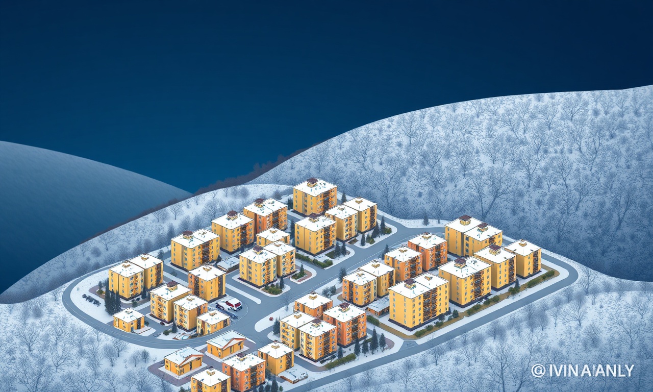 Yaprakli, Çankırı'da kışın apartman bloklarının havadan izometrik görünümü
