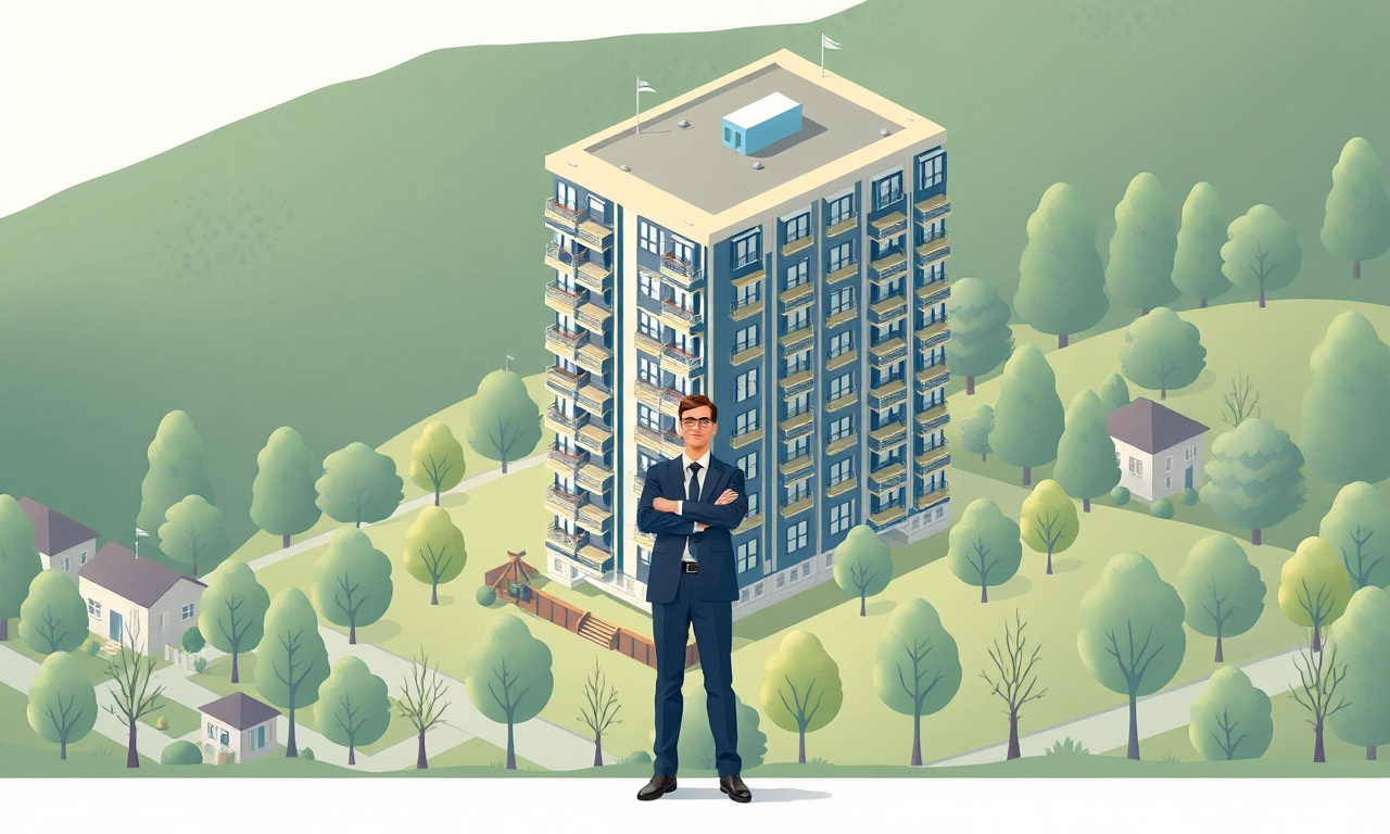 Iskilip'te yeni atanan site yöneticisi — apartman bloğu önünde editöryal illüstrasyon