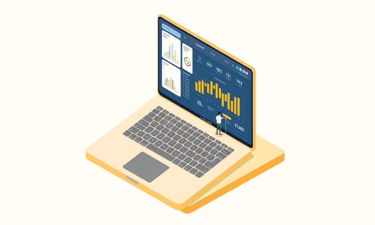 SiteYönetim yönetim panelini temsil eden izometrik laptop ve apartman metrikleri illüstrasyonu