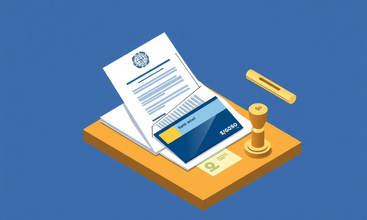 Site yönetimi resmi kayıt ve banka hesabı işlemlerini temsil eden izometrik belge illüstrasyonu