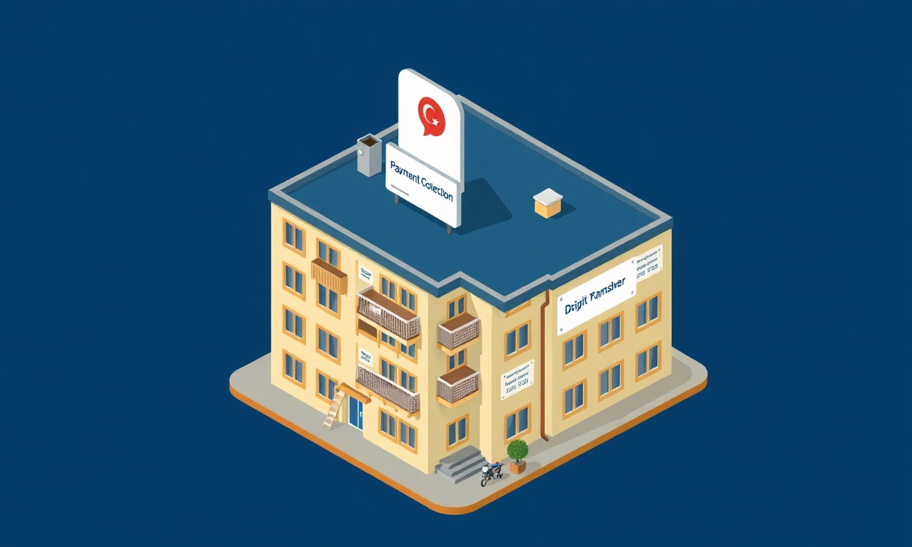 Apartman aidat tahsilat süreci, dijital ödeme ve hatırlatma sistemi, izometrik illüstrasyon
