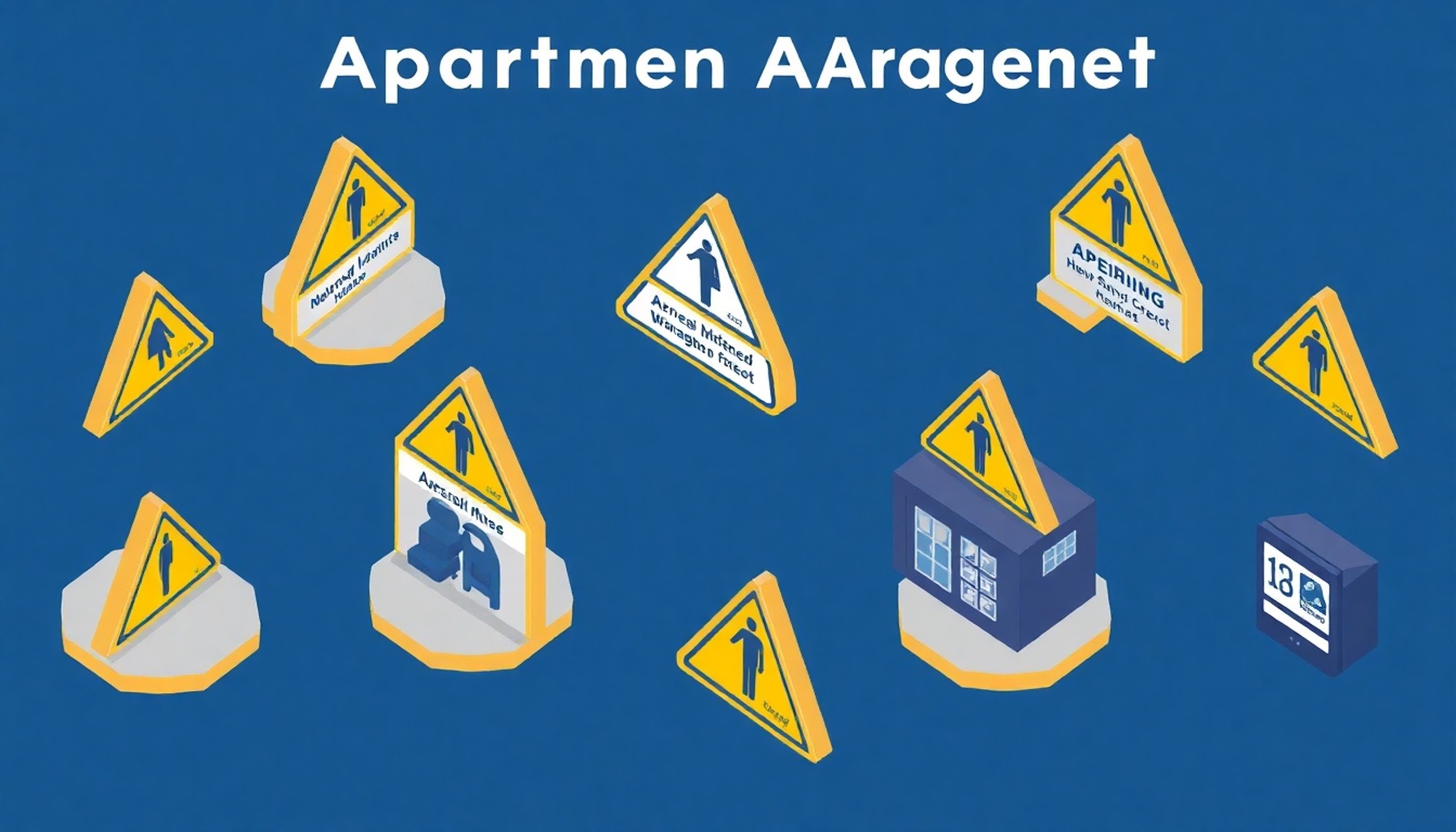 Yeni apartman yöneticilerinin sık yaptığı 7 hata uyarı işaretleri izometrik illüstrasyon