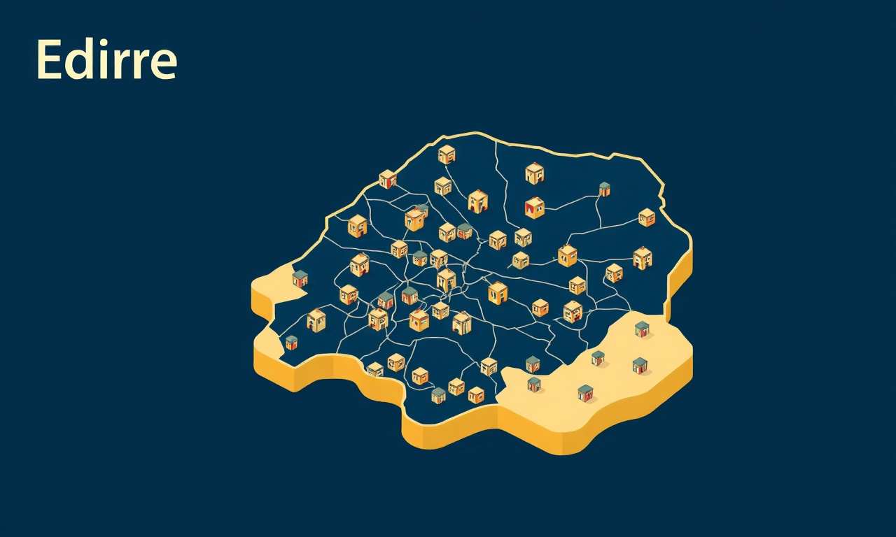 Edirne ili Kesan çevre ilçeleri site yönetimi bölgesel harita illüstrasyon