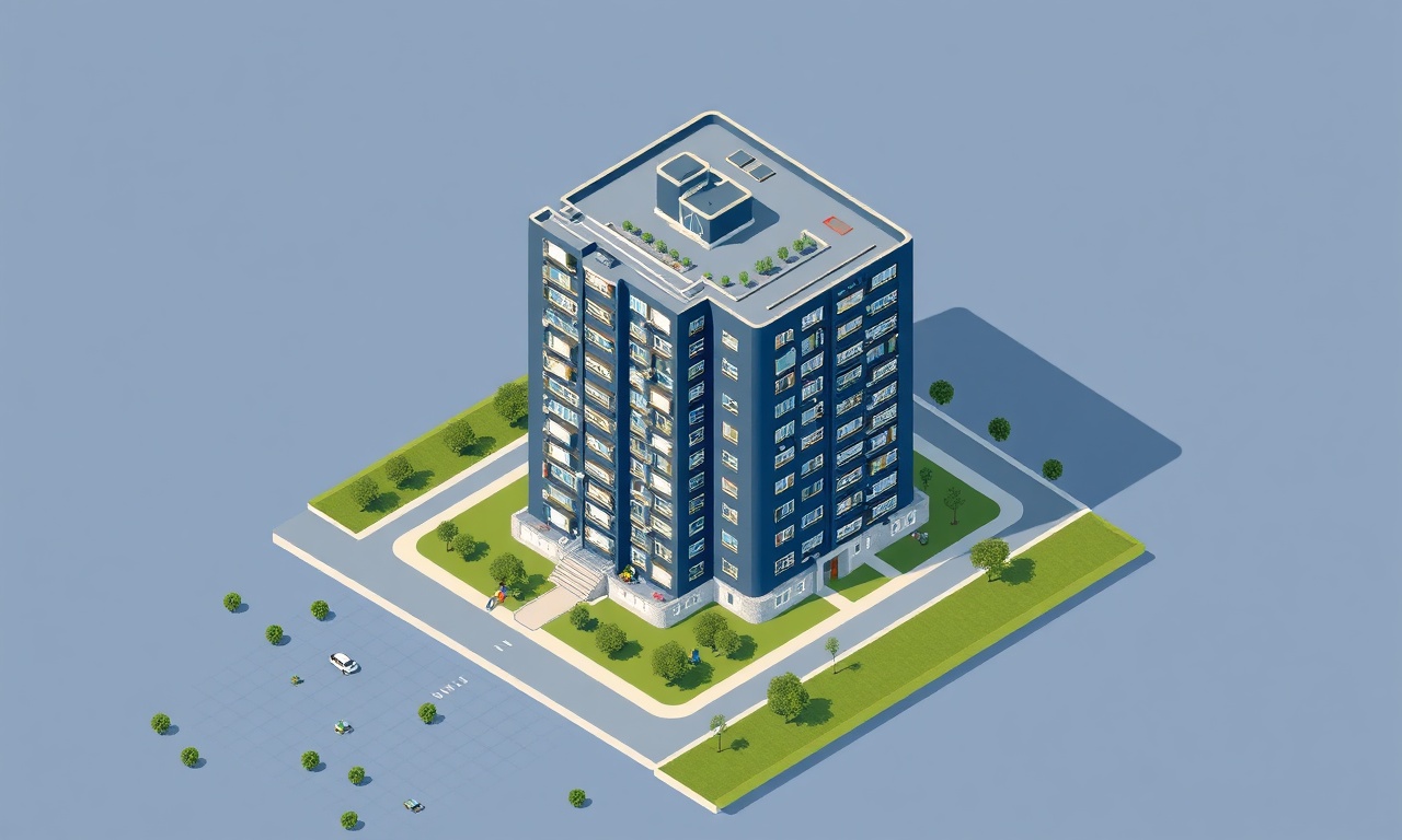 Uzunkopru Edirne'de apartman ve site yönetimini temsil eden izometrik konut illüstrasyonu