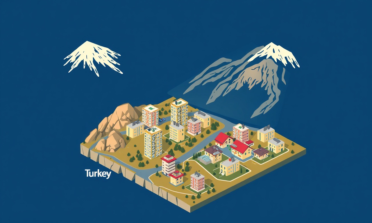 Kemah ilçesinde apartman blokları ve konut dokusu, Doğu Anadolu dağlık silüeti