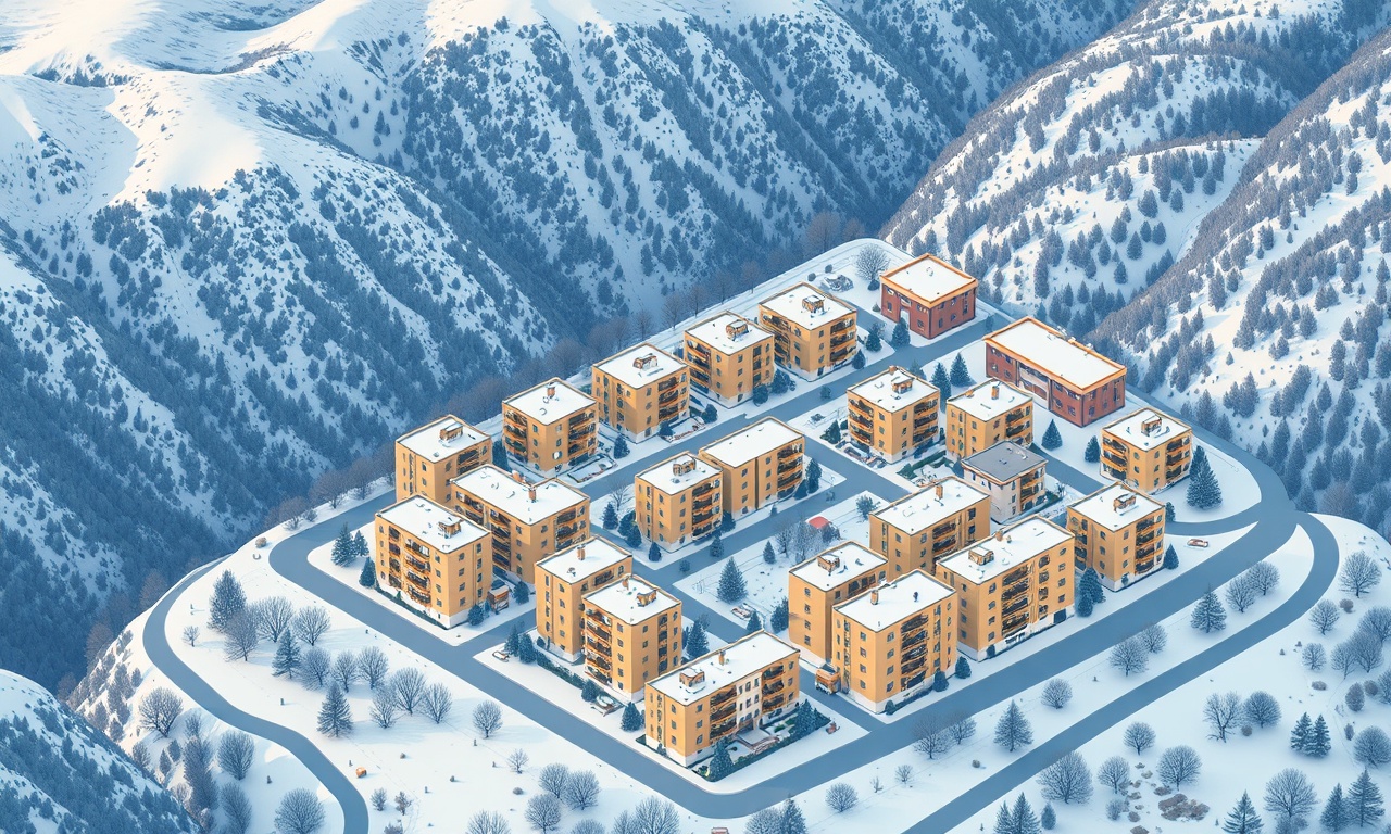 Uzumlu ilçesinde apartman ve site silueti, Doğu Anadolu dağ manzarası
