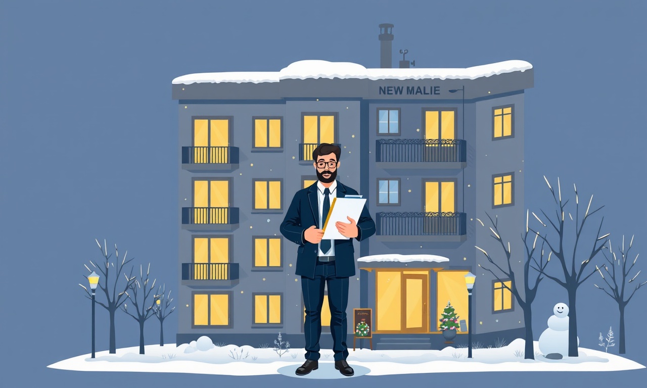 Cat Erzurum'da yeni bir site yöneticisinin devir-teslim belgeleriyle apartman önünde temsili illüstrasyon