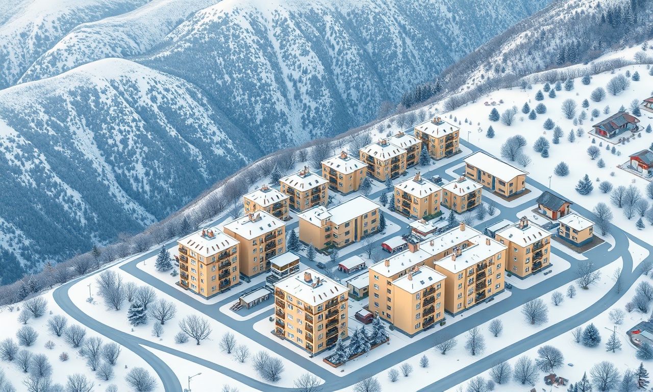 Karayazi, Erzurum — kışın karlı dağlar ve konut silueti