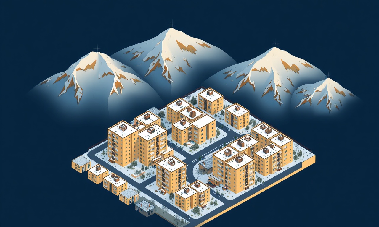 Palandoken, Erzurum konut ve apartman silueti — izometrik illüstrasyon