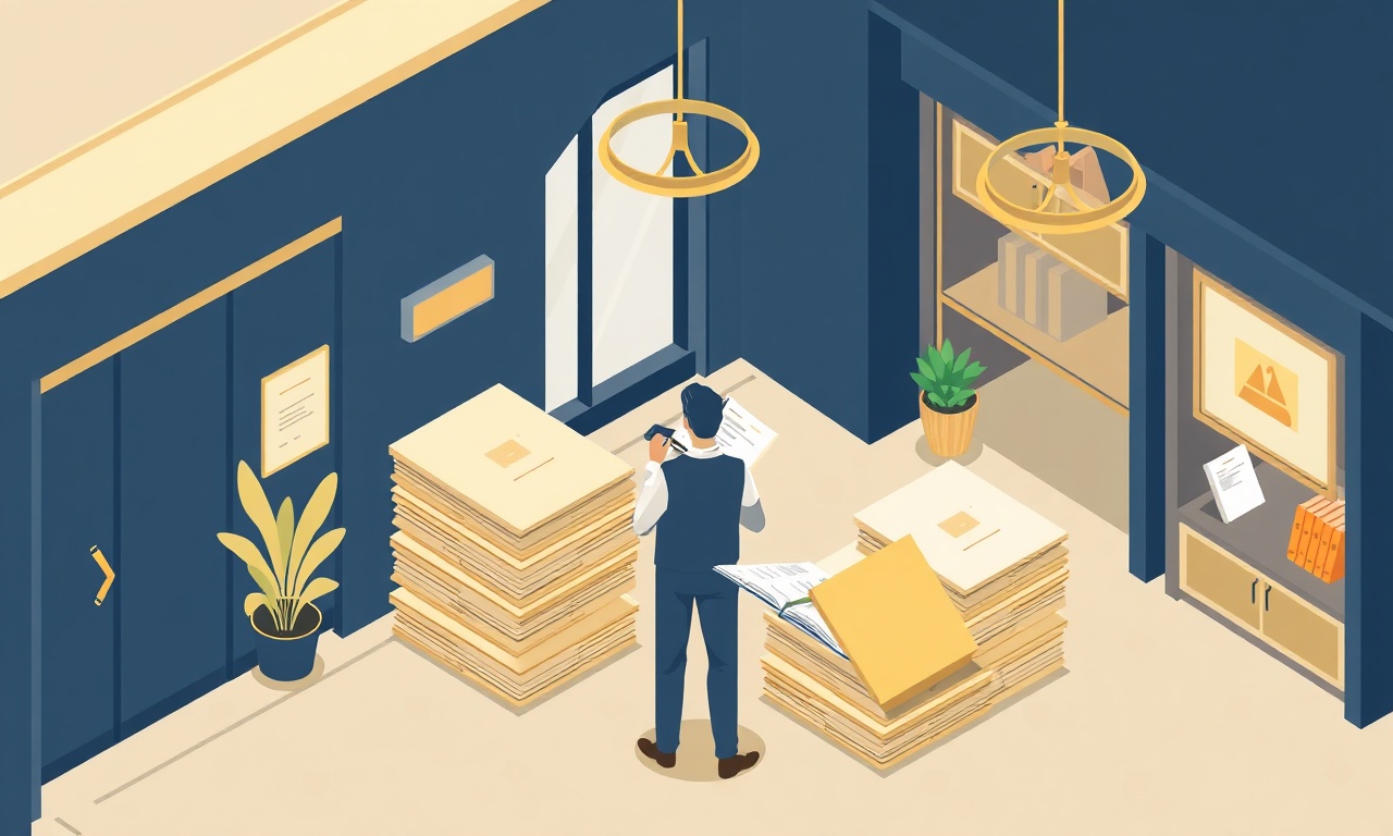 Yeni site yöneticisinin devir-teslim belgelerini incelediği apartman girişi — izometrik illüstrasyon