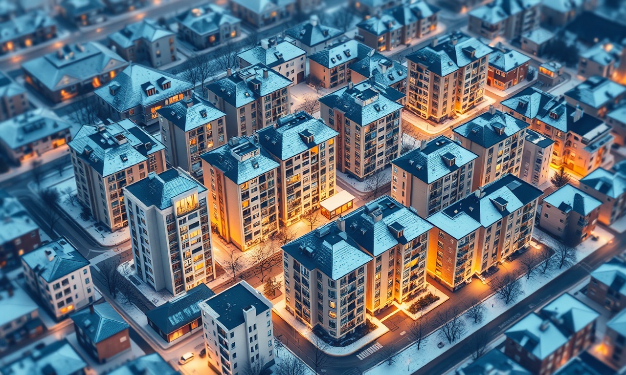 Odunpazari Eskişehir konut silüeti — apartman ve site binaları, karasal kış atmosferi