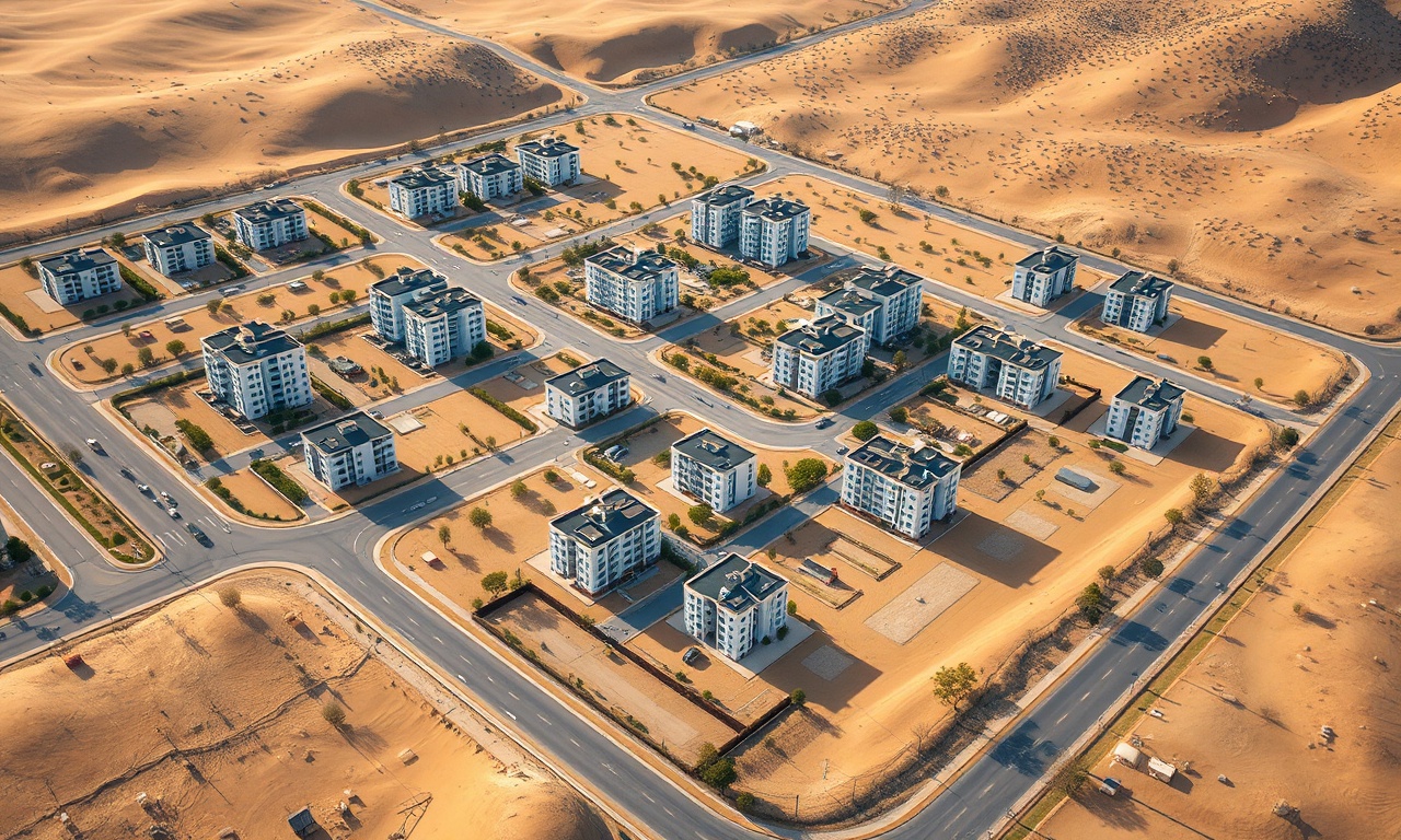 Sehitkamil, Gaziantep'te modern konut sitesi ve apartman blokları — hava perspektifi