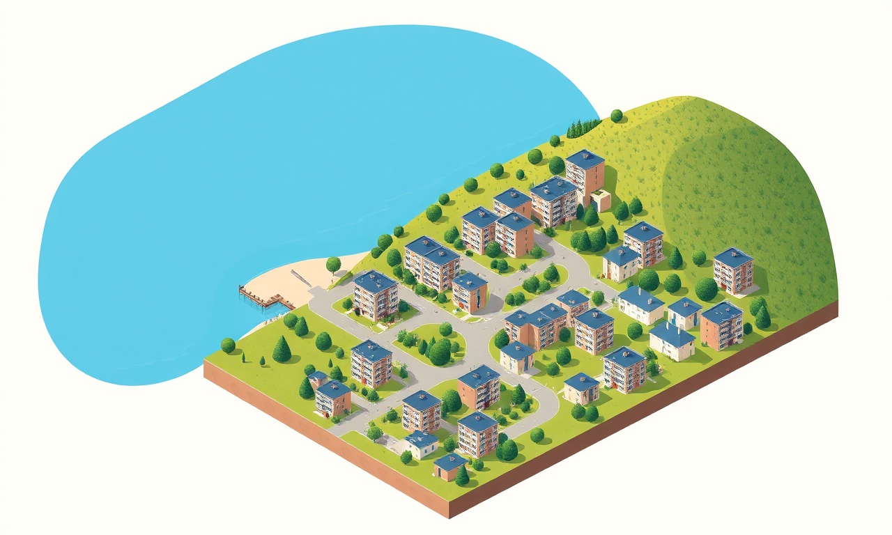 Eynesil Karadeniz kıyısında apartman ve konut silueti, lacivert ve altın renk paleti