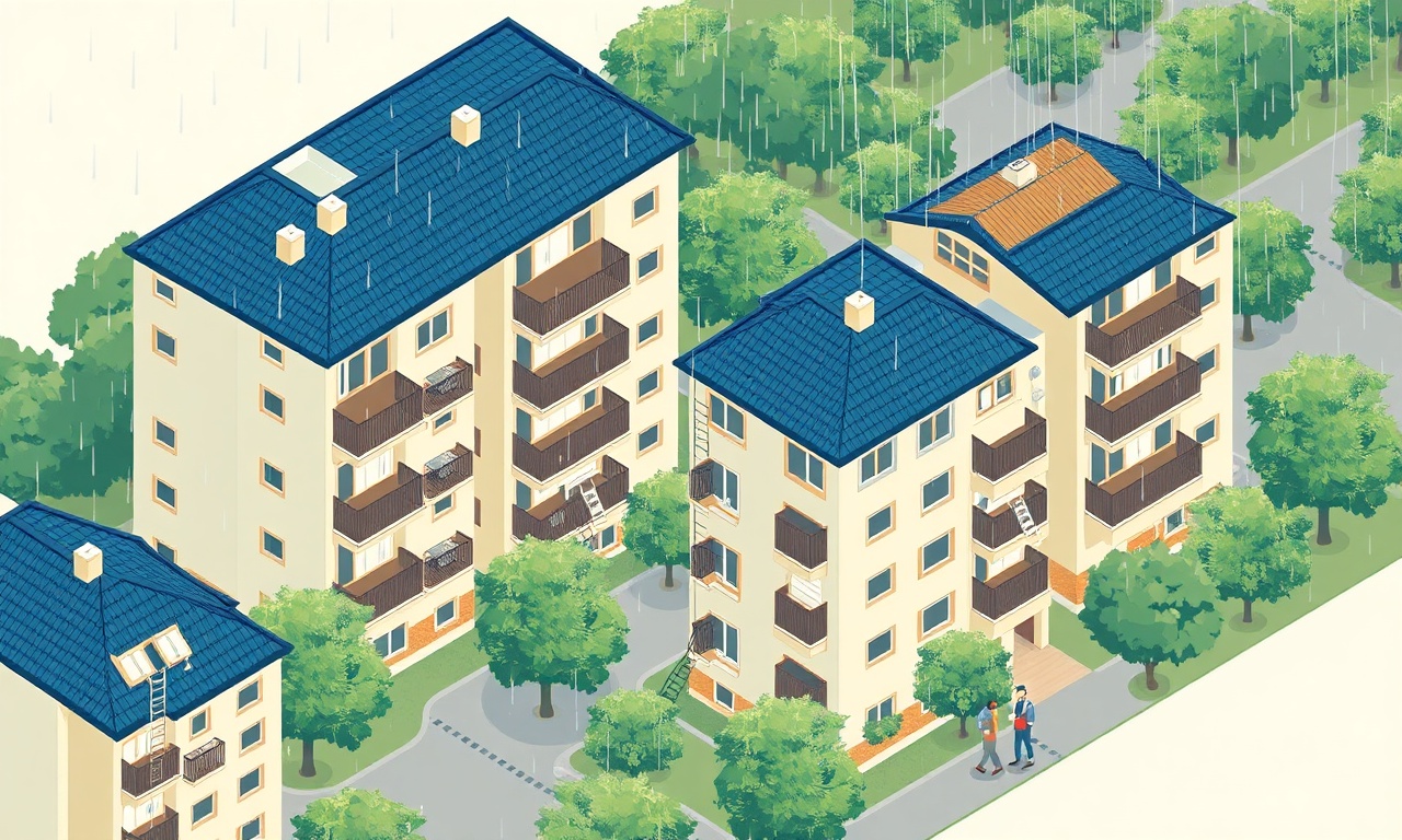 Kespriye Giresun nemli iklimde apartman bakımı ve su yönetimi illüstrasyonu