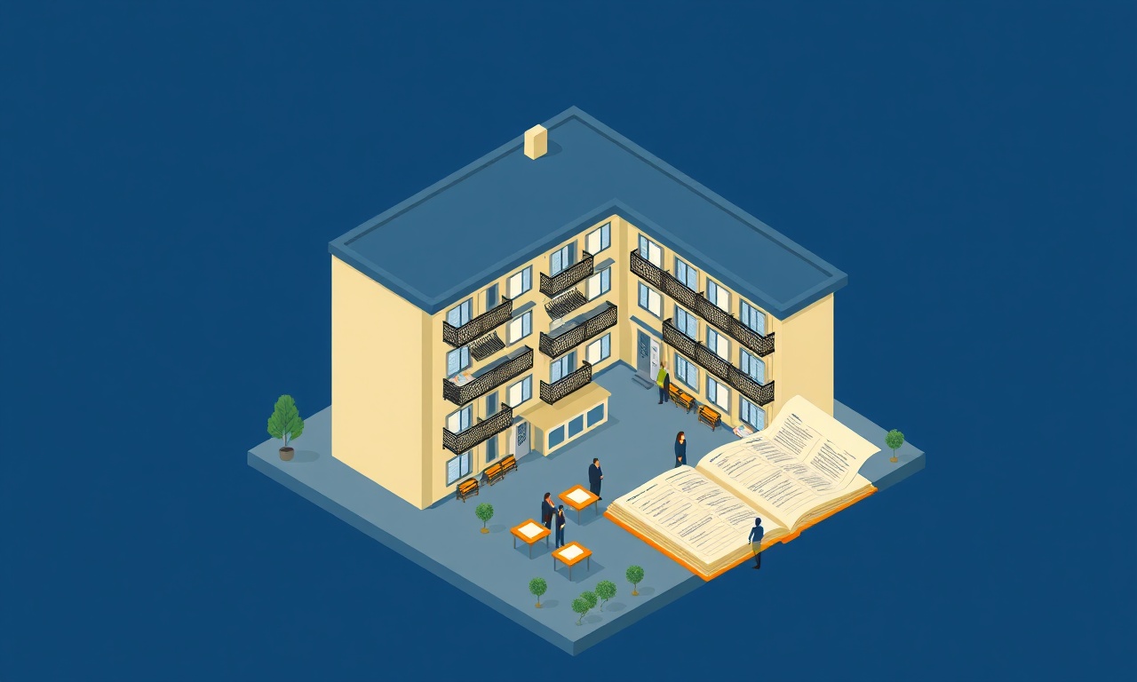 Apartman genel kurul sürecini gösteren izometrik illüstrasyon, çağrı ve karar defteri