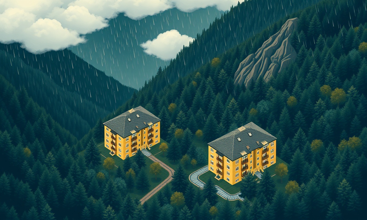 Karadeniz yağışlı ikliminde Torul apartman çatı ve cephe bakım yönetim illüstrasyonu