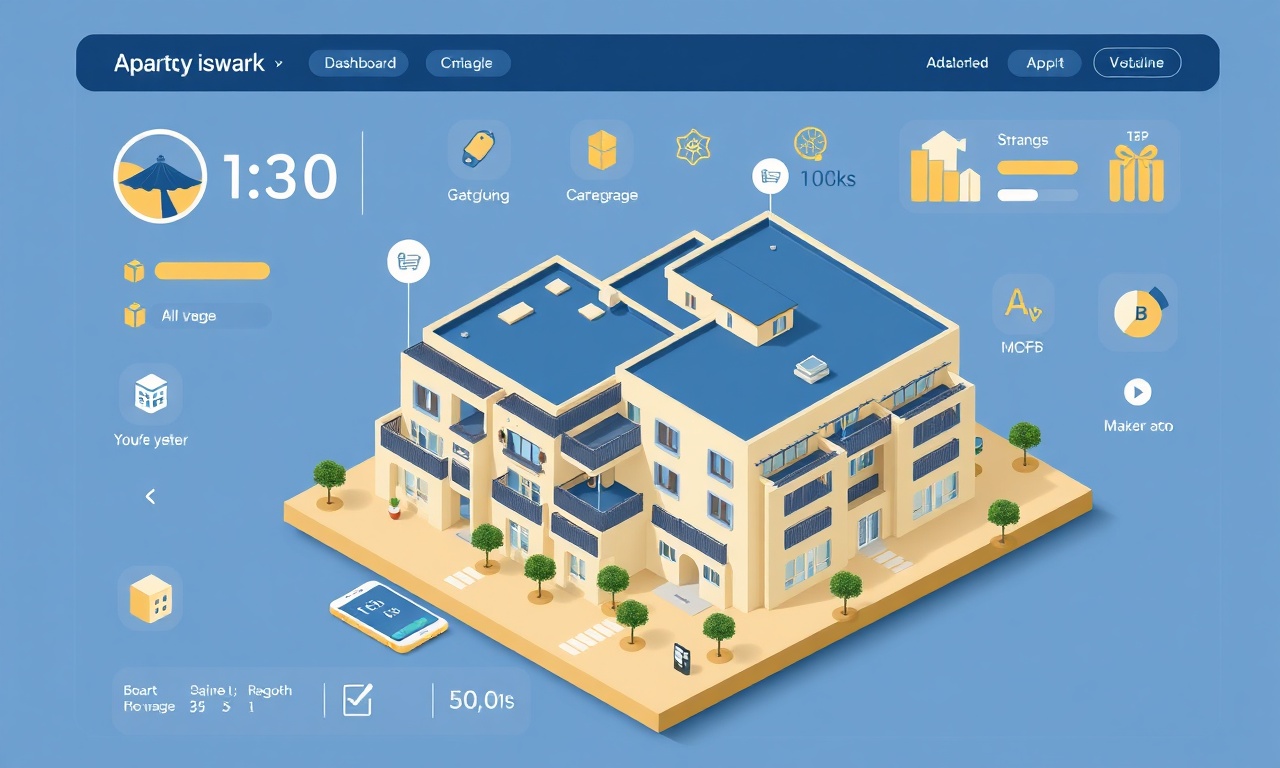 SiteYönetim platformunun AI destekli site yönetimi panelini gösteren izometrik illüstrasyon