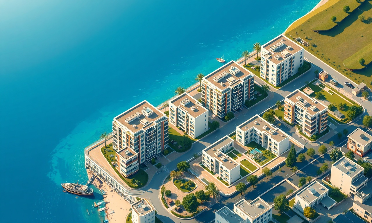Kirikhan ve Hatay'da site ve apartman komplekslerinin izometrik hava görünümü
