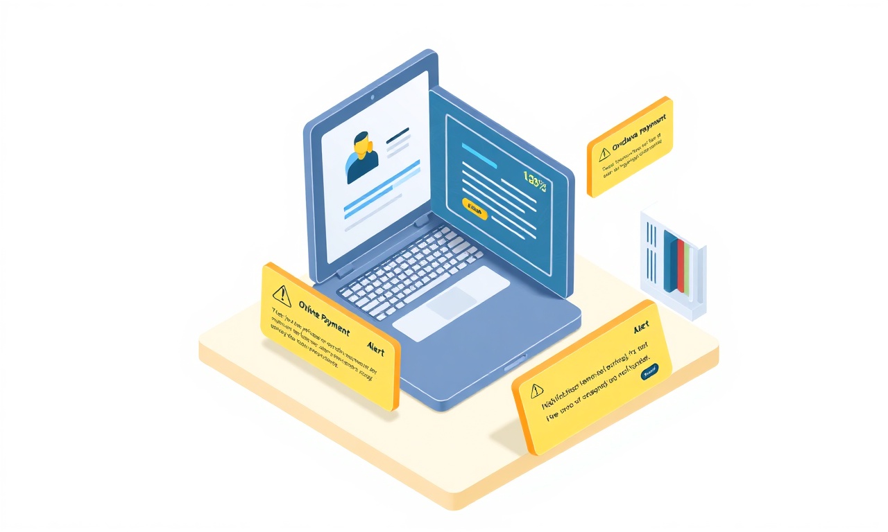 Online aidat tahsilatı ve gecikme uyarısı, izometrik çizim