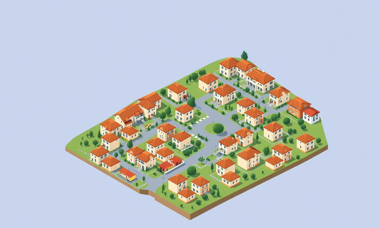 Atabey ilçesinde apartman ve site yapılarının izometrik görünümü, lacivert ve altın ton düzenlemesi