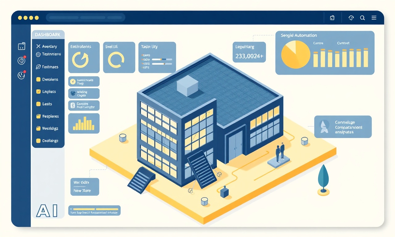 AI destekli site yönetim platformu otomasyon dashboard illüstrasyon