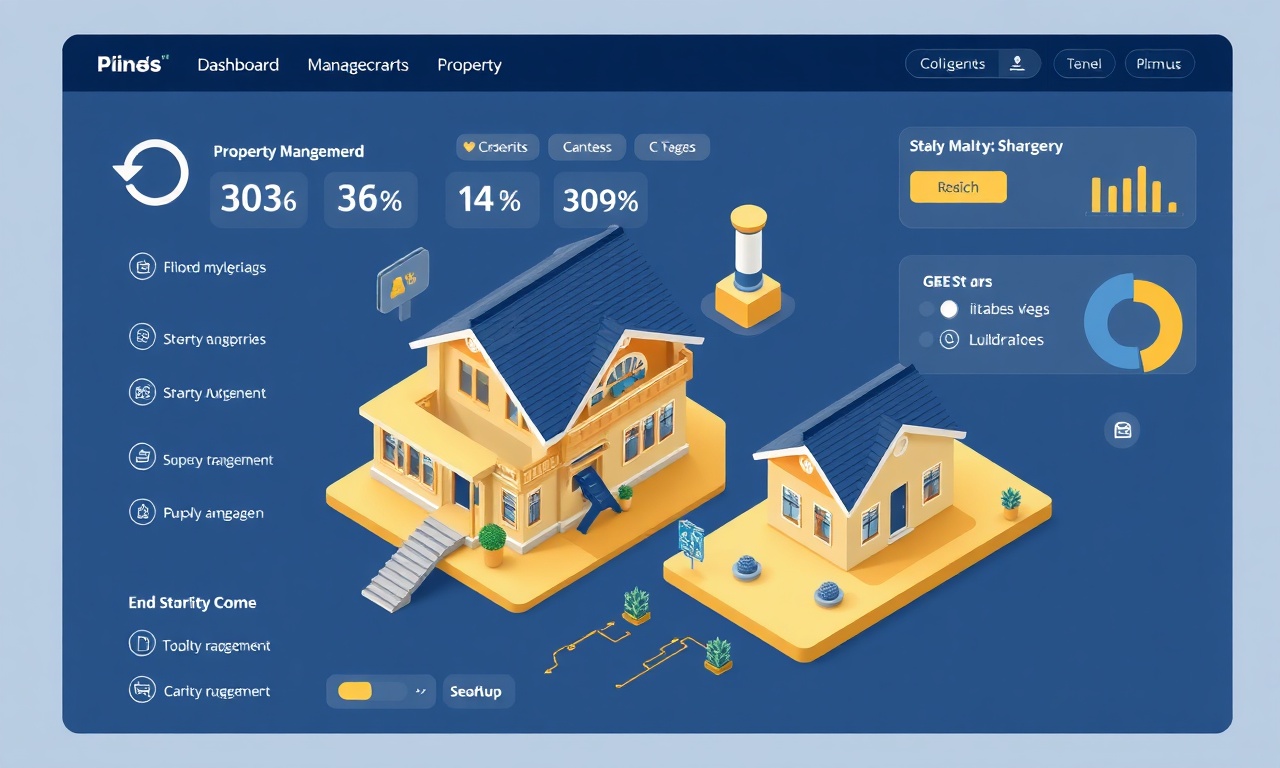 Yapay zeka destekli site yönetim platformunu gösteren izometrik arayüz illüstrasyonu