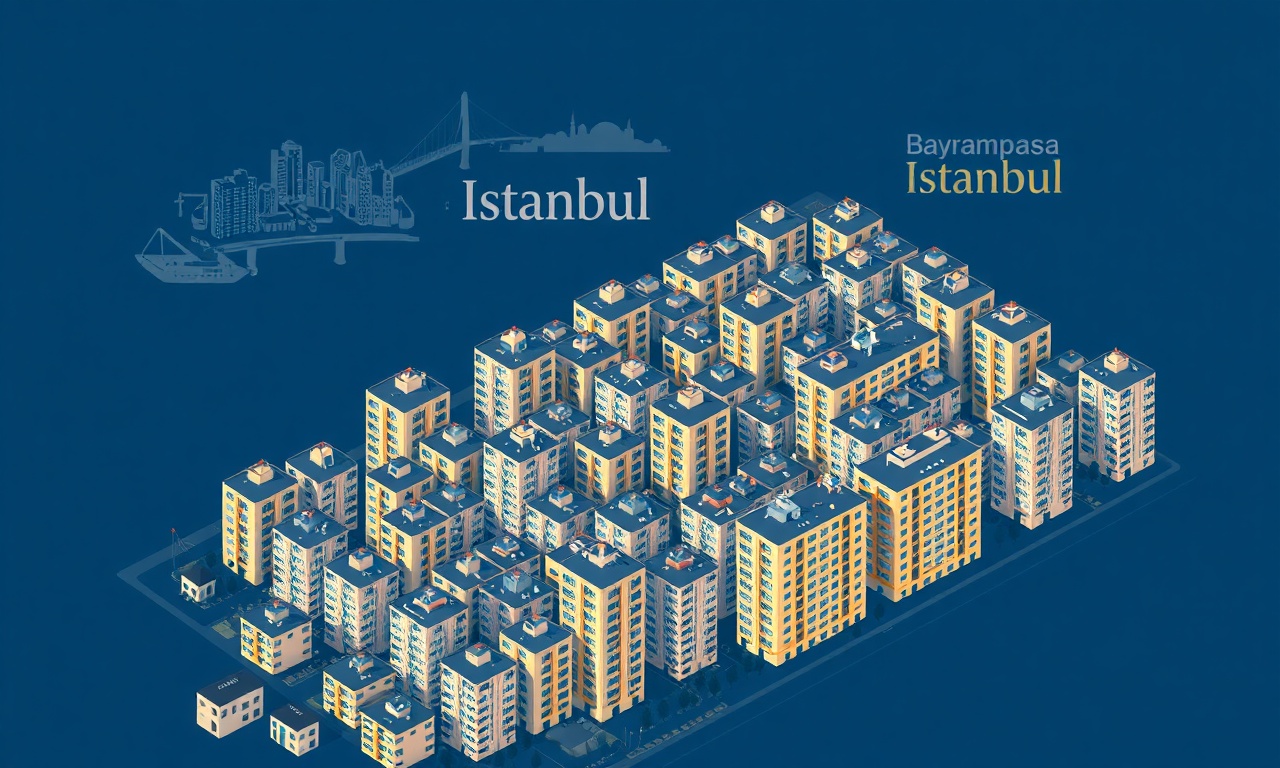 Bayrampasa İstanbul kentsel konut dokusu — apartman ve site blokları izometrik illüstrasyon