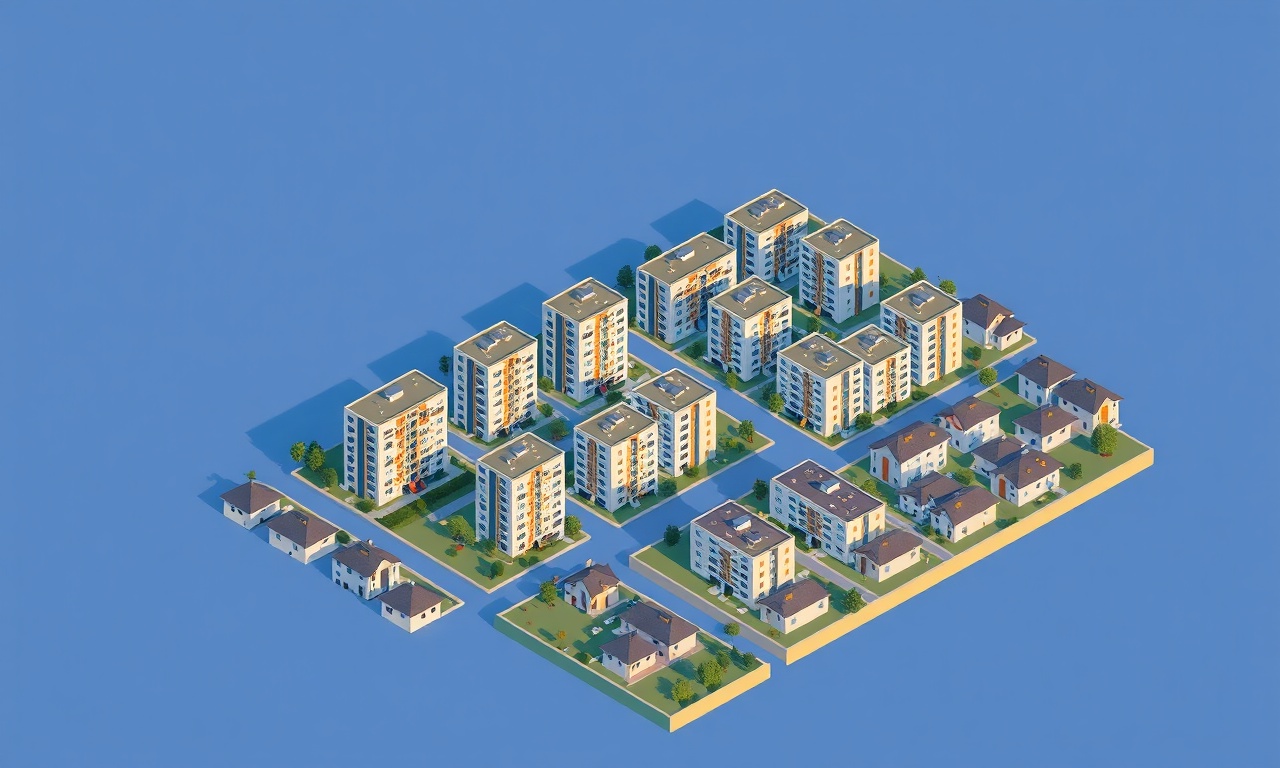 Catalca ilçesi konut dokusu — çok katlı siteler ve apartman blokları, izometrik illüstrasyon