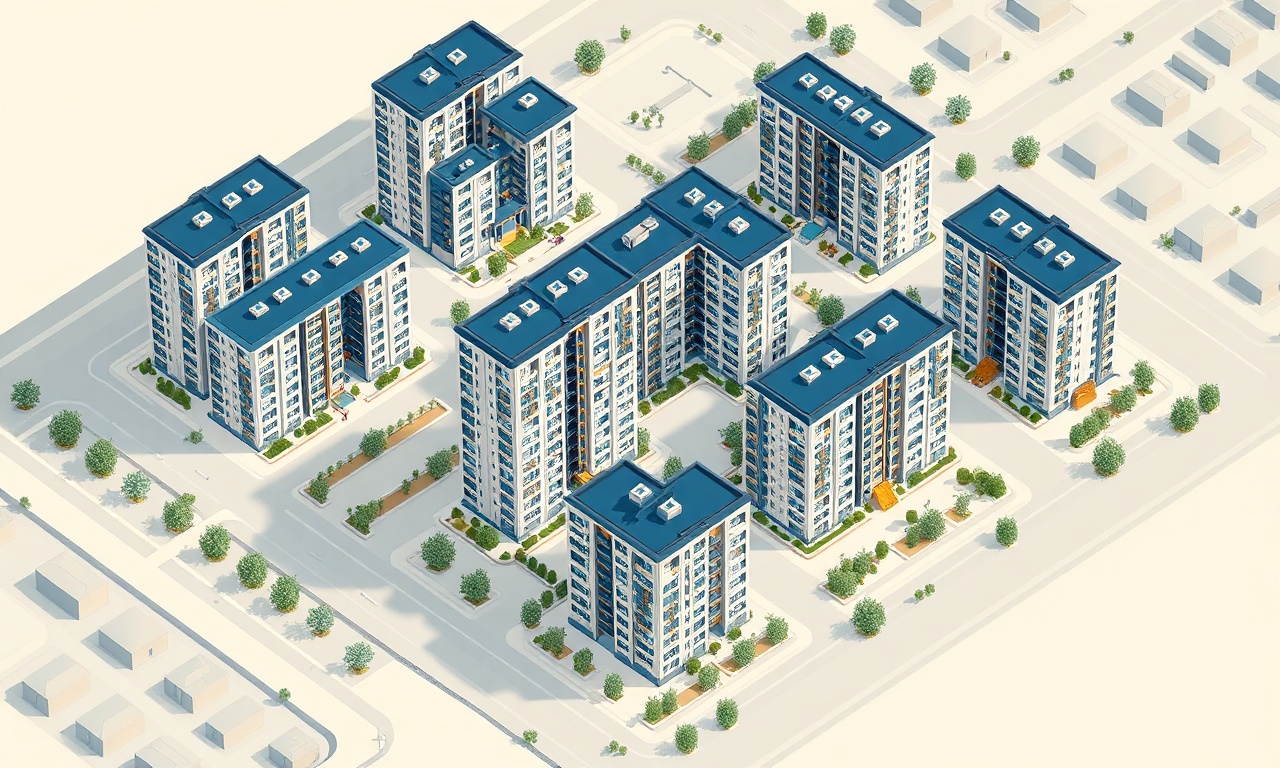 Çekmeköy'de çok bloklu modern site ve apartman kompleksleri, izometrik İstanbul konut silueti