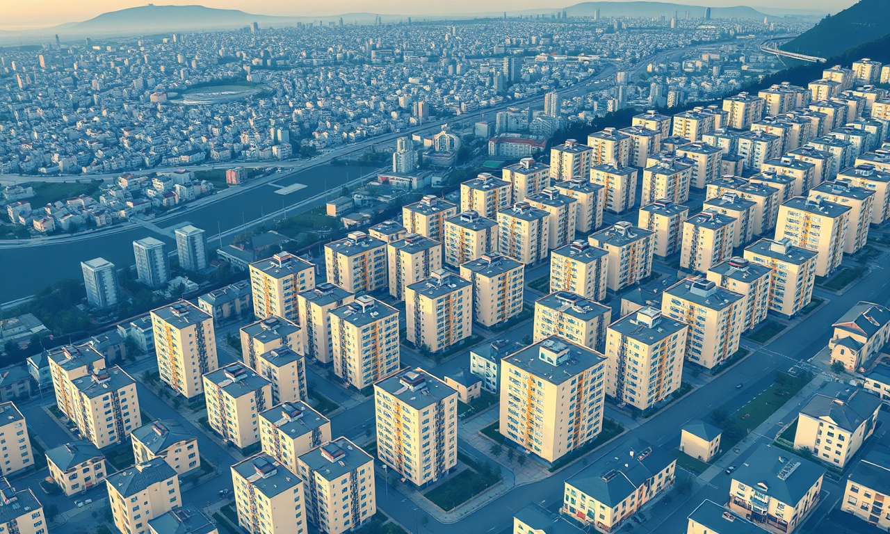 Esenler İstanbul çok katlı konut siteleri ve apartman blokları izometrik illüstrasyon