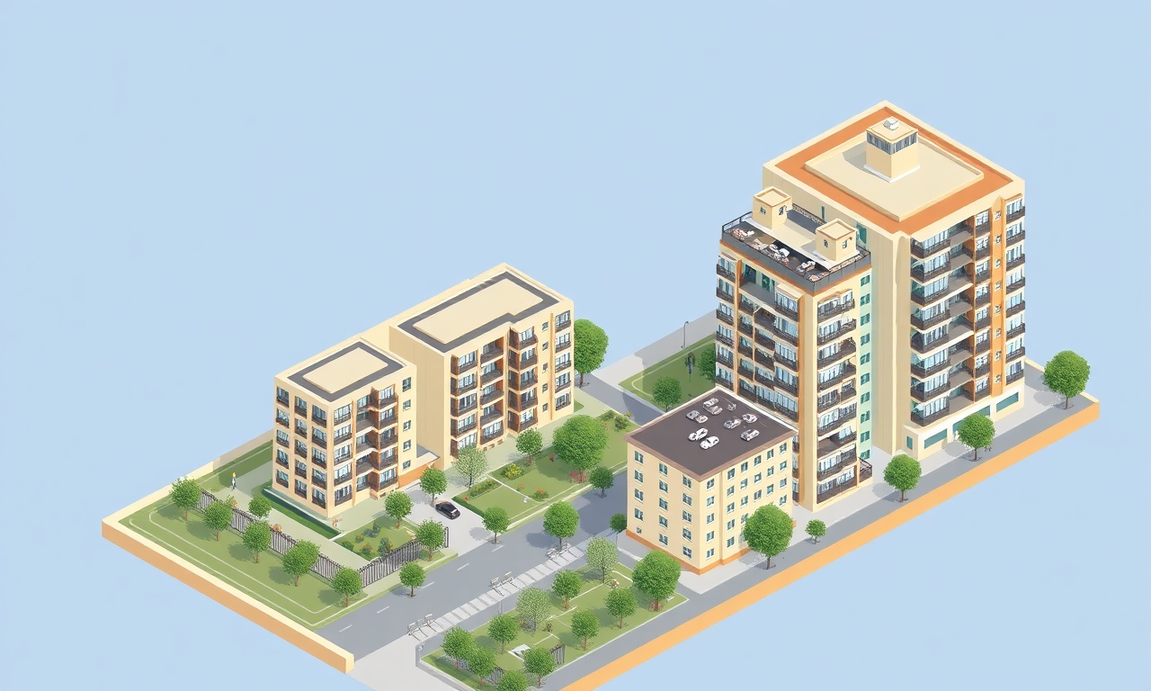 Sariyer'de yeni konut siteleri ile eski apartman stoğunu karşılaştıran izometrik İstanbul illüstrasyon