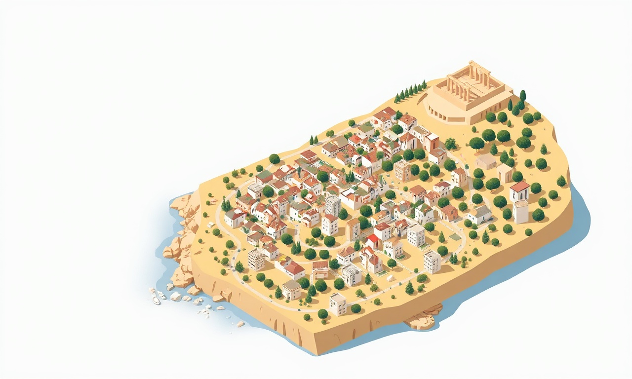 Bergama İzmir konut ve site yönetimi — Ege sahil ilçesi izometrik illüstrasyonu