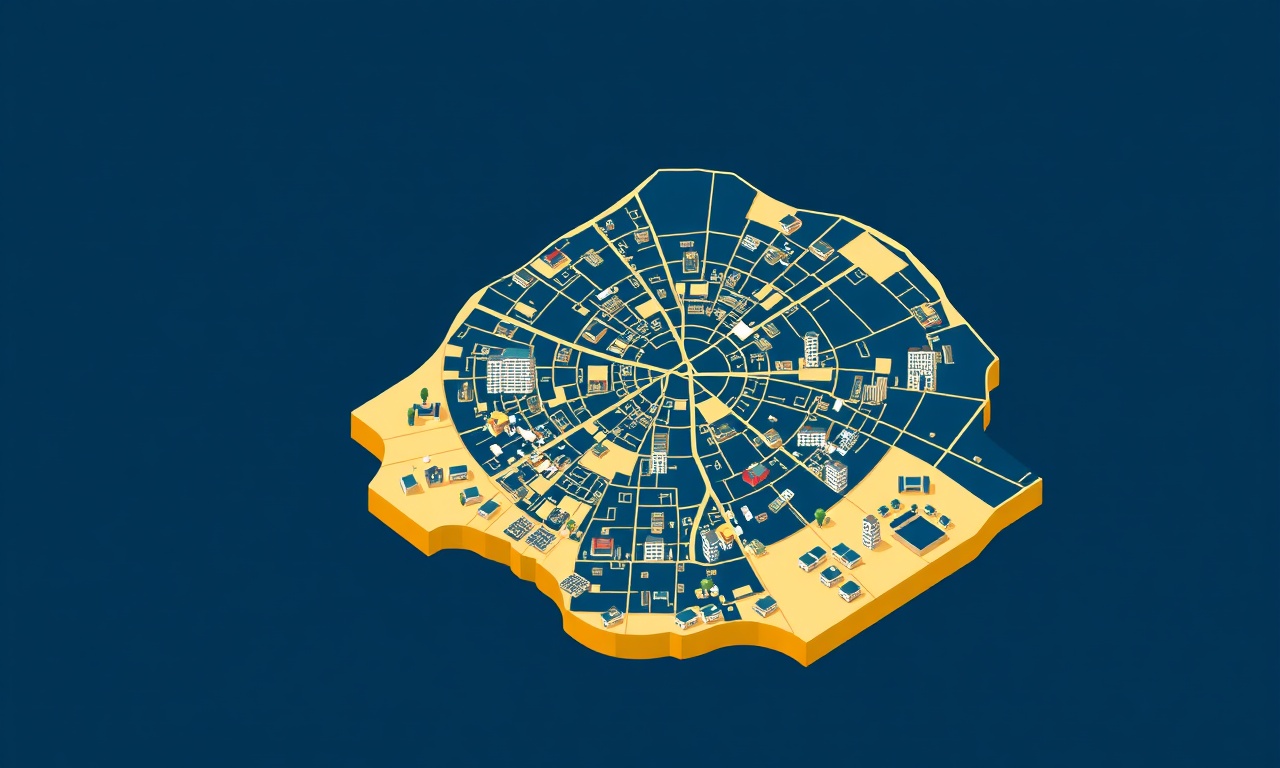 İzmir'de Gaziemir ve komşu ilçelerin site yönetimi bağlamını gösteren izometrik harita illüstrasyonu