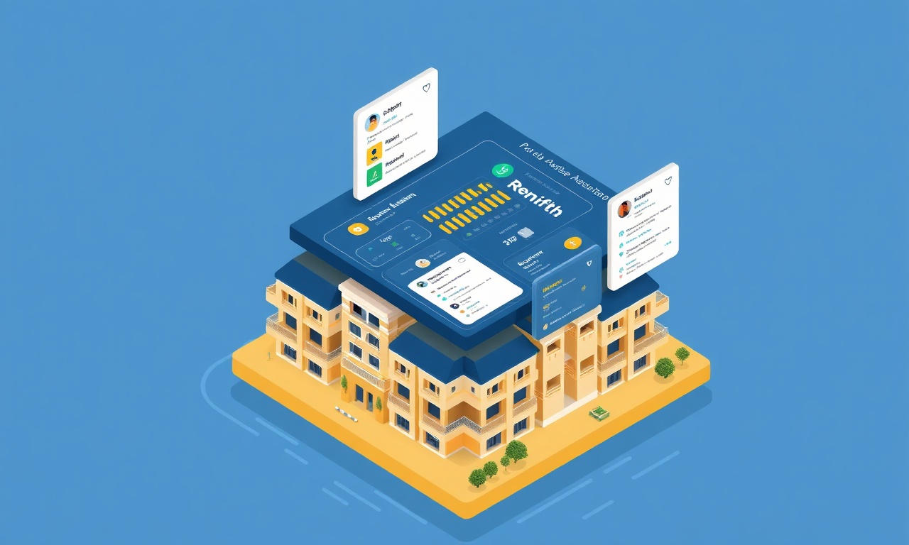 Site yönetim yapay zeka platformunun kıyı konut kompleksi üzerindeki izometrik görünümü