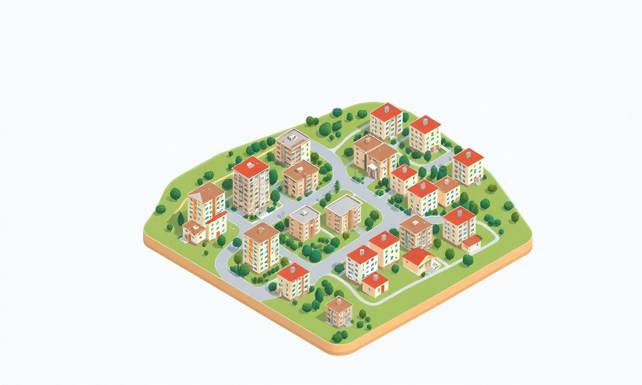 Caglayancerit ilçesinde apartman ve konut bloklarının izometrik görünümü, Kahramanmaraş