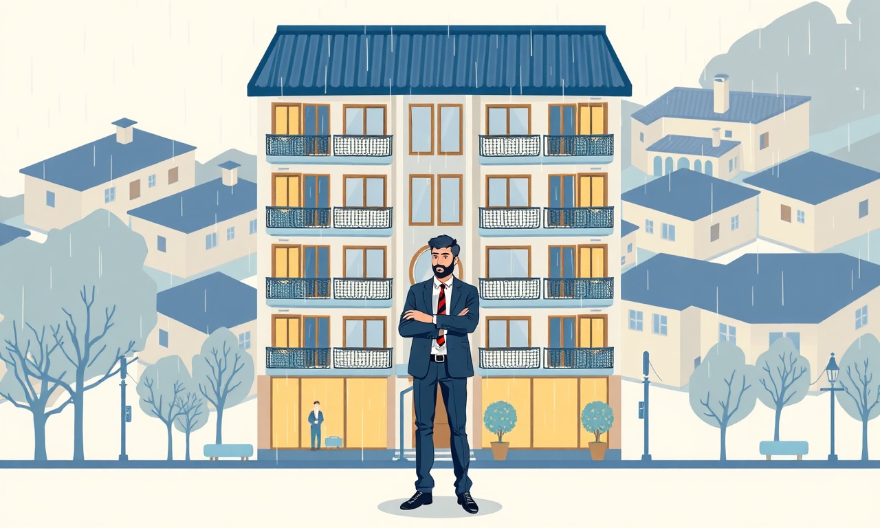 Eflani'de yeni site yöneticisi, Karadeniz ikliminde apartman önünde izometrik illüstrasyon