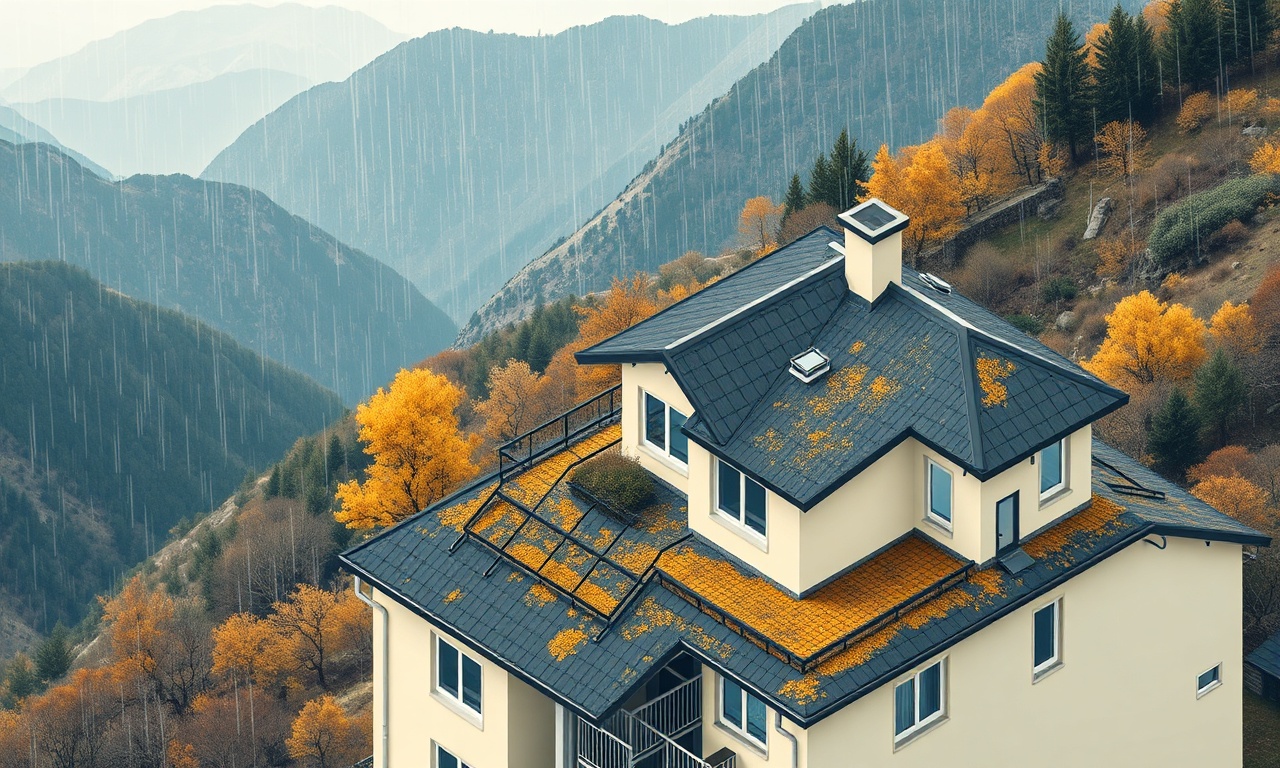 Eflani Karadeniz iklimi çatı su yalıtımı ve nem yönetimi izometrik illüstrasyon