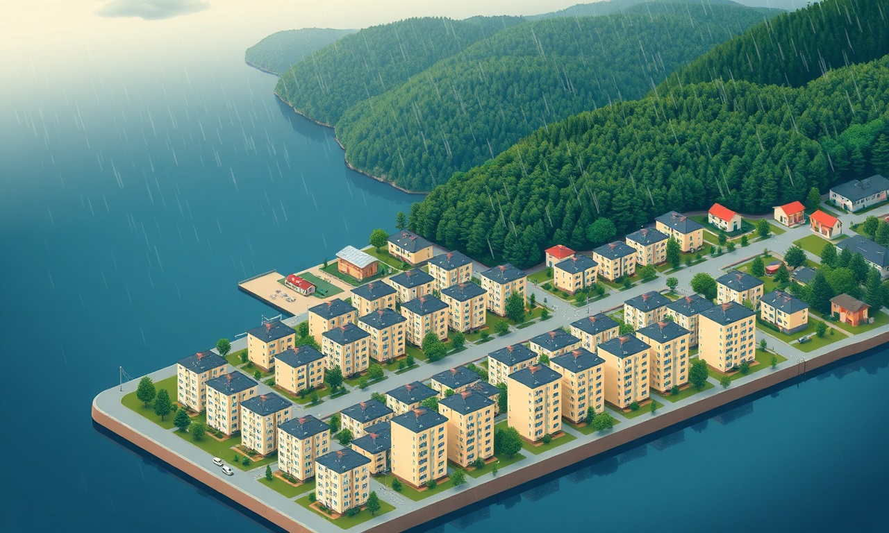 Agligazi Kastamonu ilçesinde apartman ve site dokusu, Karadeniz iklimi çerçevesinde isometrik illüstrasyon
