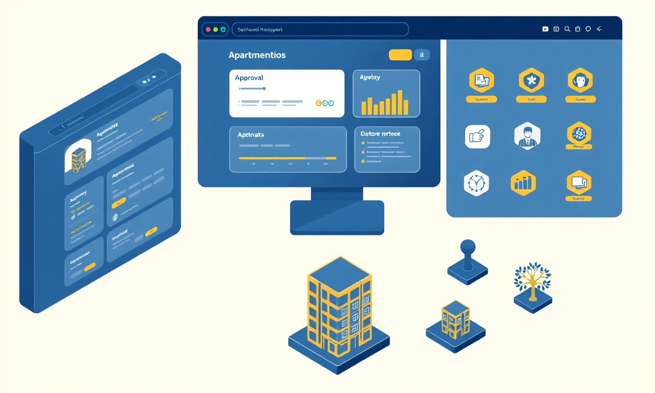 SiteYönetim yapay zeka destekli site yönetim paneli ve onay iş akışı izometrik görseli